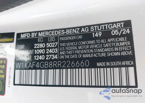 2024 Mercedes-Benz C 300 из США, поврежденный, VIN W1KAF4GB8RR226660
